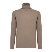 Beige Strikvarer Turtleneck Sweater