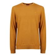 Herre ensfarvet gul rund hals sweater