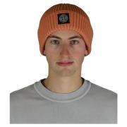 Orange Ribstrikket Beanie Hat