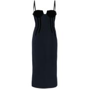 Sort Midi Kjole med Bustier Stil