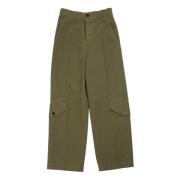 Khaki Wide Leg Pant Vandafvisende Bomuld