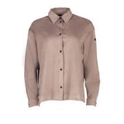 Beige Fleece Suede-effekt Skjorte