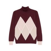 Burgundy Diamond Strik Turtleneck Sweater