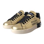 Guld Læder Sneakers Portofino Stil