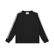 Sort crewneck sweatshirt med kontraststriber og logo