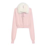 Pink Pels Trim Crop Sweater