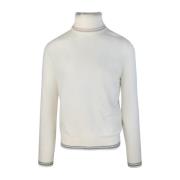 Hvid Sweater Høj Hals Slim Fit