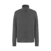 Grå Uld Turtleneck Sweater Herre