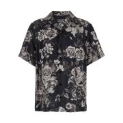 Rose Print Cuban Collar Skjorte