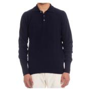 Blå Polo Sweater Layering Skjorte