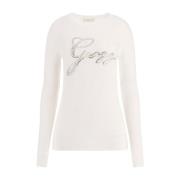 Elegant Crewneck Sweater Cream White