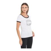 Logo Strass T-shirt - Hvid Rund Hals Kort Ærme