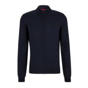 Navy Uld Zip-Up Hættetrøje