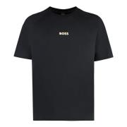 Ribbet crew-neck bomuld T-shirt