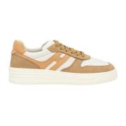 Hvid og Beige Læder Sneaker