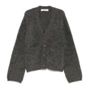 Alpaca Cardigan i Grå med V-Hals