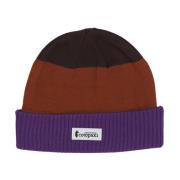 Farveblok Beanie Sort/lilla/rusten