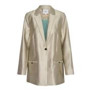 Metallic Feather Gray Blazer Jakke