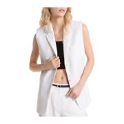 Slim Sleeveless Blazer Hvid