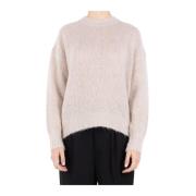 Beige Uld Mohair Blanding Pullover