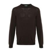 Brun Strikket Crew Neck Sweater