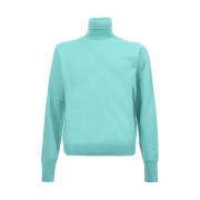 Kashmir Turtleneck Sweater Aqua Green