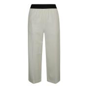 Hvide Wide-Leg Cropped Bukser