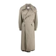 Multifarvet Bomuld Uld Trench Coat