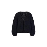 Mohair Strukturer Bomber Cardigan Sort