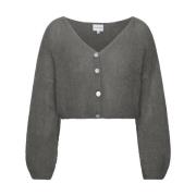 Mohair Cropped Cardigan Grå