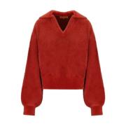 Rød Strikket Polo Jumper