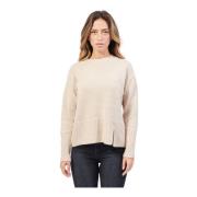 Beige Sweater med Rund Hals