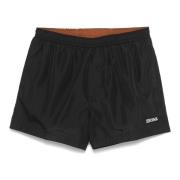 Sort Logo-Print Badeshorts