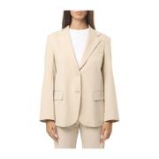 Beige Bomuld Jersey Blazer