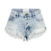 Blå Lavtaljede Denim Shorts