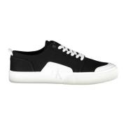 Sporty Sorte Sneakers med Kontrastdetaljer