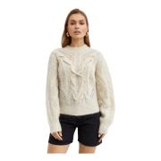 Creme Eline Sweater Stilfuld Klassisk Løs Pasform