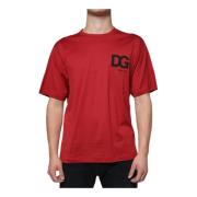 Rød Logo Print Bomuld T-shirt