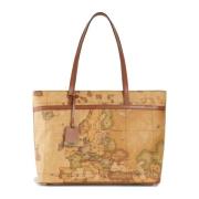 Klassisk Geo Print Skulder Shopping Taske