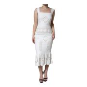 Hvid Blonde Sheath Midi Kjole