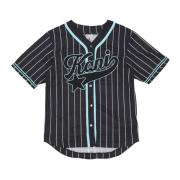 Herre Pinstripet Baseball Skjorte med Logo