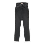 Sort Denim Jeans Høj Talje Slim Fit