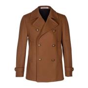 Herre Peacoat. Dobbeltbrystet model, regular fit. Sidelommer, peak rev...