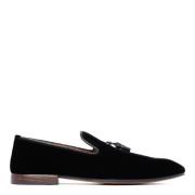 Sorte Velvet Loafers Tassel Detalje