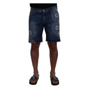 Blå Slim Fit Denim Shorts