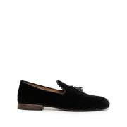 Sort Velvet Tassel Slip-On Sko