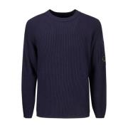 Blå Uldblanding Ribstrikket Sweater