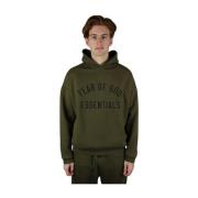 Olivengrøn Fleece Hoodie Essentials Stil