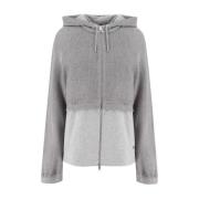 Dobbeltstof Zip Sweatshirt med Justerbar Hætte