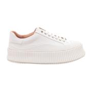 Hvide Lærred Sneakers Elegant Stil